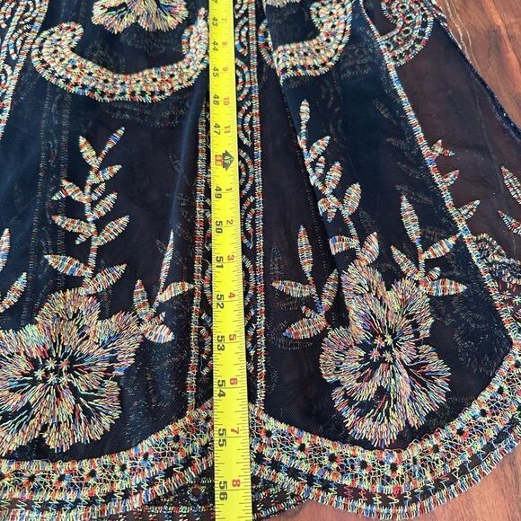 🌸 Honey Punch Black Mesh Maxi Dress w/ Copper Floral Embroidery – Size S - Picture 14 of 16